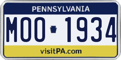 PA license plate MOO1934