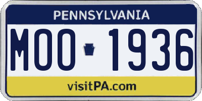 PA license plate MOO1936