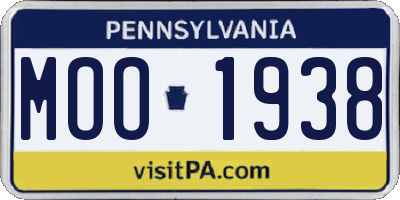 PA license plate MOO1938