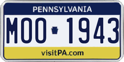 PA license plate MOO1943