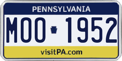 PA license plate MOO1952