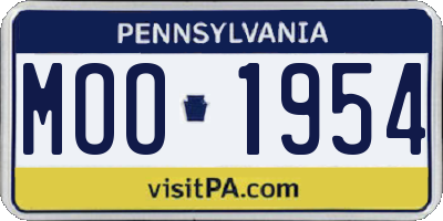 PA license plate MOO1954