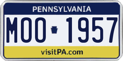 PA license plate MOO1957