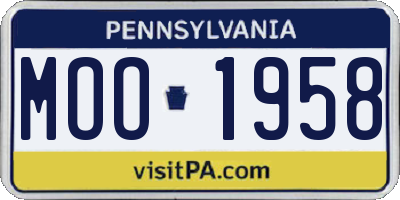 PA license plate MOO1958