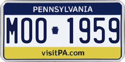 PA license plate MOO1959