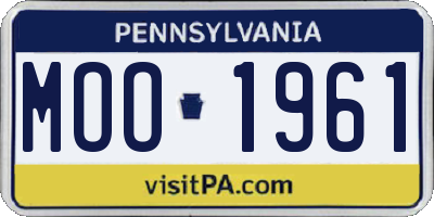 PA license plate MOO1961