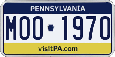 PA license plate MOO1970