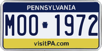 PA license plate MOO1972