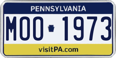 PA license plate MOO1973