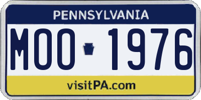 PA license plate MOO1976