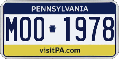 PA license plate MOO1978