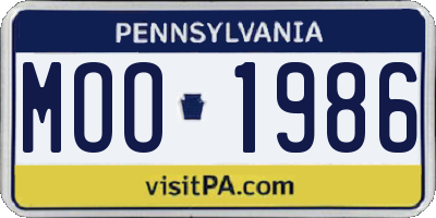 PA license plate MOO1986