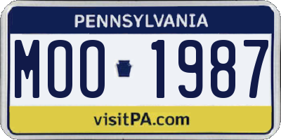 PA license plate MOO1987