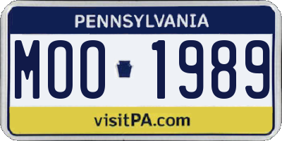 PA license plate MOO1989