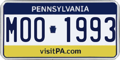 PA license plate MOO1993