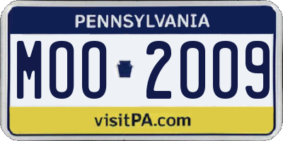 PA license plate MOO2009