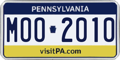 PA license plate MOO2010
