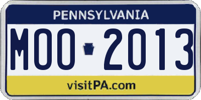 PA license plate MOO2013