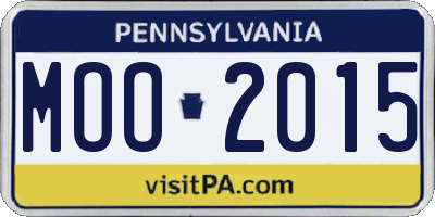 PA license plate MOO2015