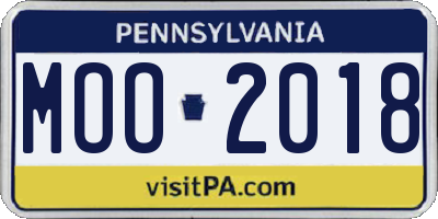 PA license plate MOO2018