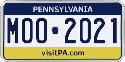 PA license plate MOO2021