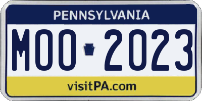 PA license plate MOO2023