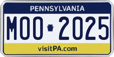 PA license plate MOO2025
