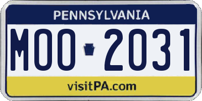 PA license plate MOO2031