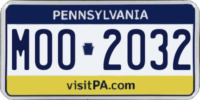 PA license plate MOO2032
