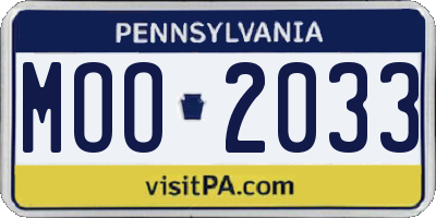 PA license plate MOO2033