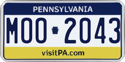 PA license plate MOO2043