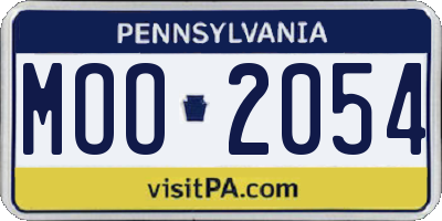 PA license plate MOO2054