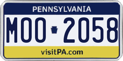 PA license plate MOO2058