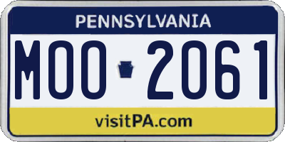 PA license plate MOO2061