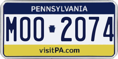 PA license plate MOO2074