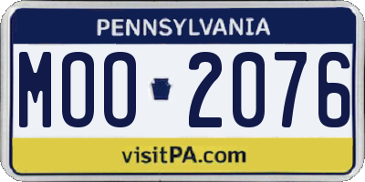 PA license plate MOO2076
