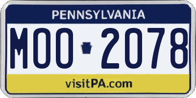 PA license plate MOO2078