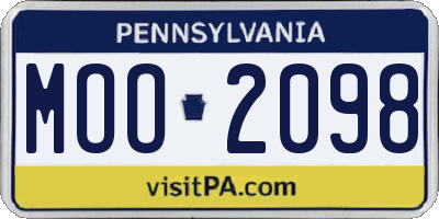 PA license plate MOO2098