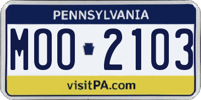 PA license plate MOO2103