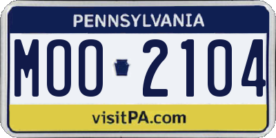 PA license plate MOO2104