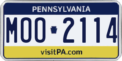 PA license plate MOO2114