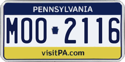 PA license plate MOO2116