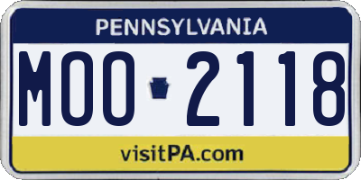 PA license plate MOO2118