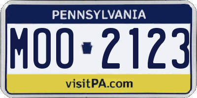 PA license plate MOO2123