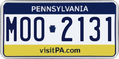 PA license plate MOO2131