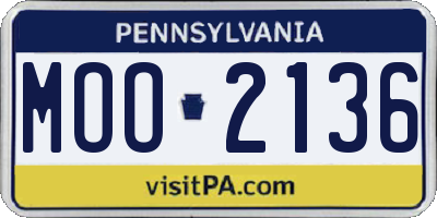 PA license plate MOO2136
