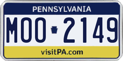 PA license plate MOO2149