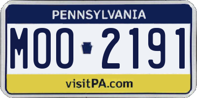 PA license plate MOO2191