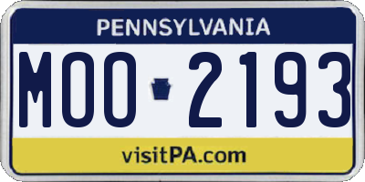 PA license plate MOO2193