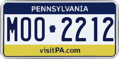 PA license plate MOO2212